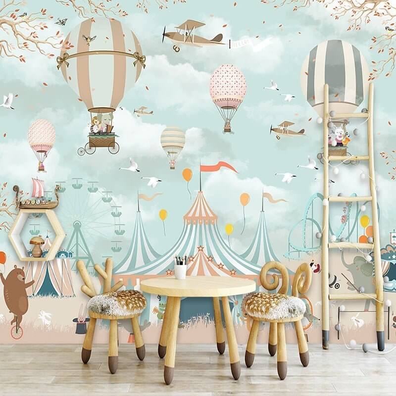 MinimalisticDecor.com-Kids Room Wall Decor - Animals Circus Wallpaper
