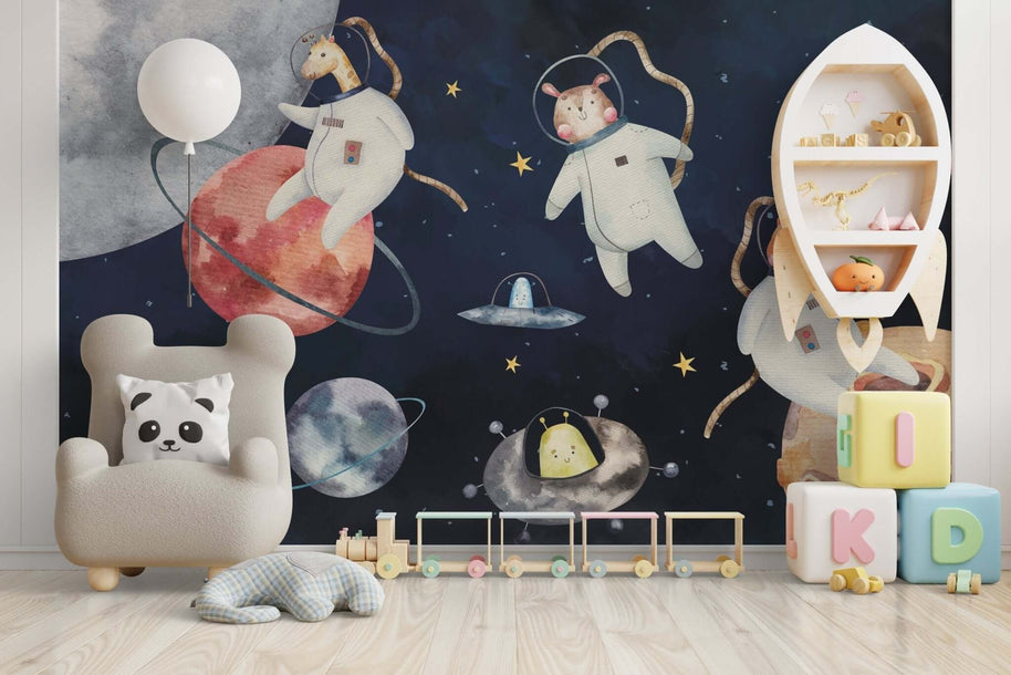 MinimalisticDecor.com-Kids Room Wallpaper Mural: Astronauts Collection