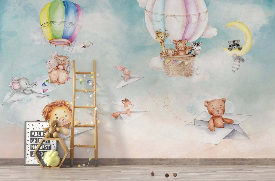 MinimalisticDecor.com-Kids Room Wallpaper Mural - Lets Fly Away
