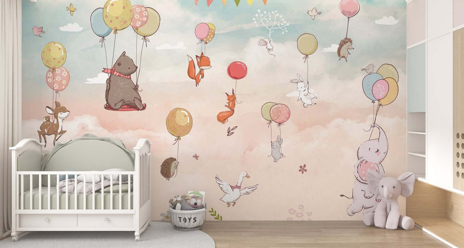 MinimalisticDecor.com-Kids Room Wallpaper Mural - Lets Fly Together