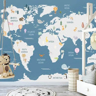 MinimalisticDecor.com-Kids World Map Wallpaper Mural - Educational Wall Decor