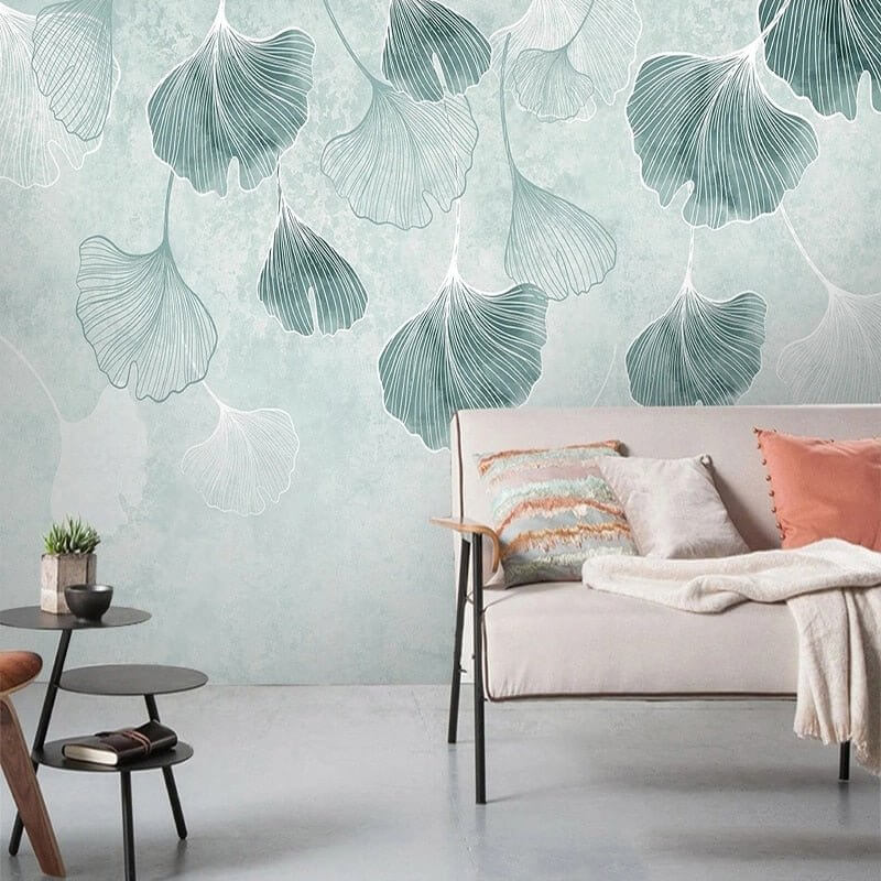 MinimalisticDecor.com-Large Green Leaf Wallpaper for Home Wall Decor