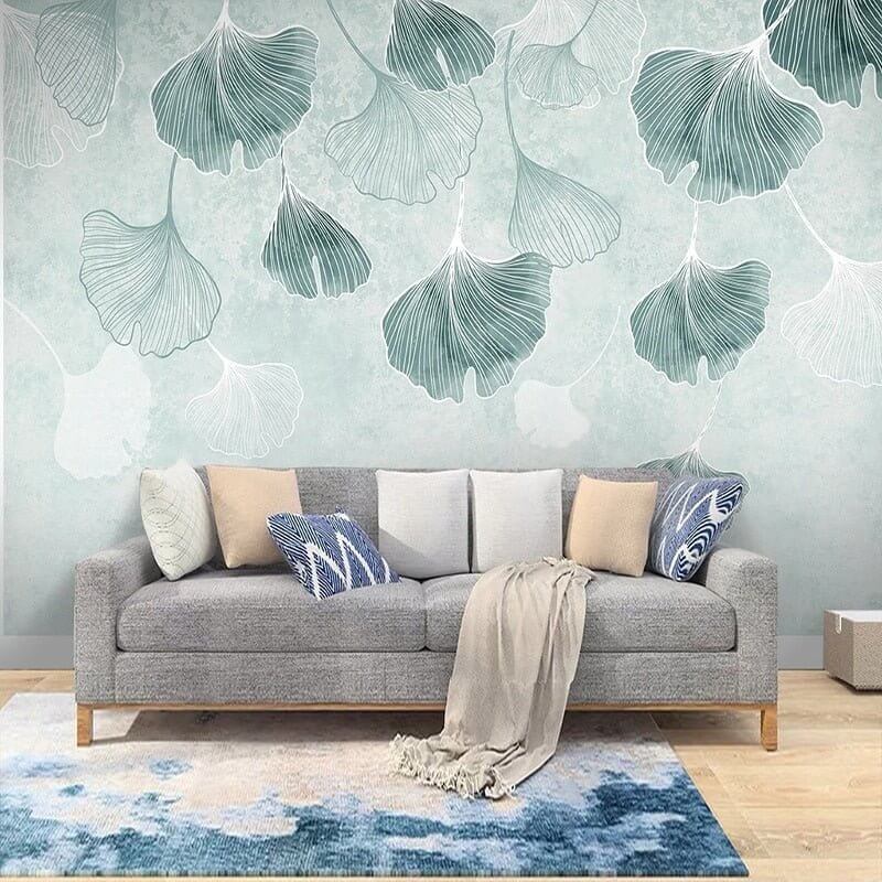 MinimalisticDecor.com-Large Green Leaf Wallpaper for Home Wall Decor