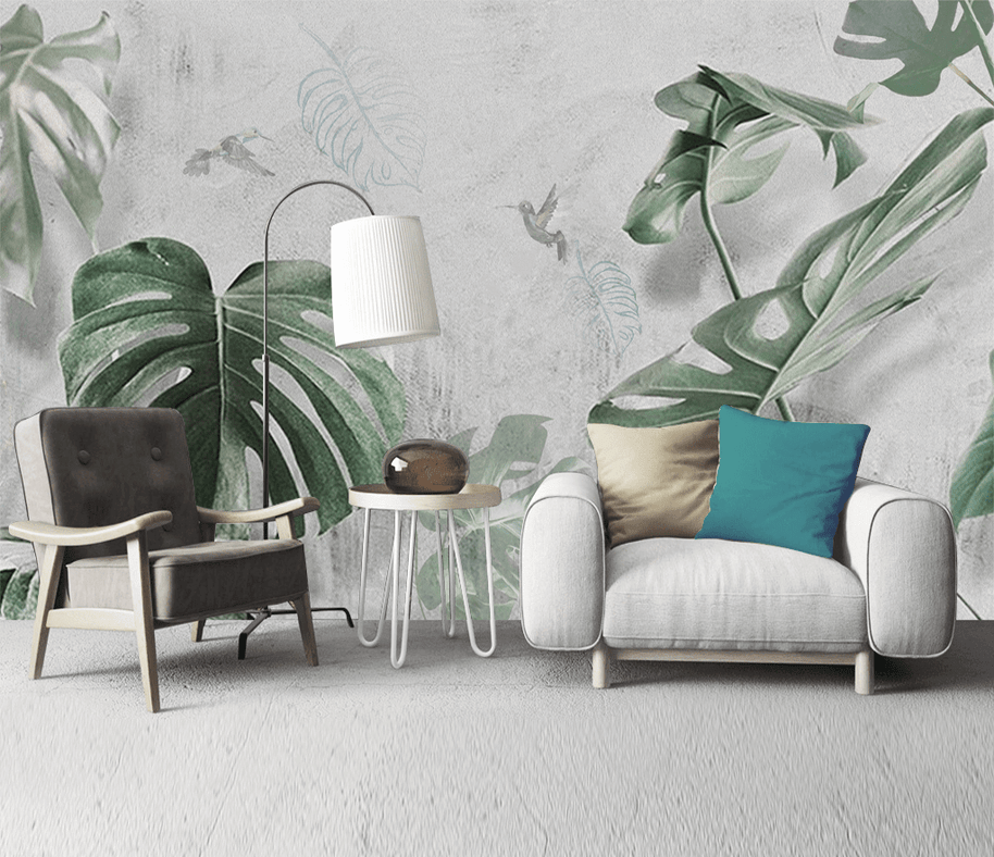 MinimalisticDecor.com-Large Green Leaf Wallpaper Murals - Stunning Wall Décor