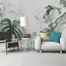 MinimalisticDecor.com-Large Green Leaf Wallpaper Murals - Stunning Wall Décor