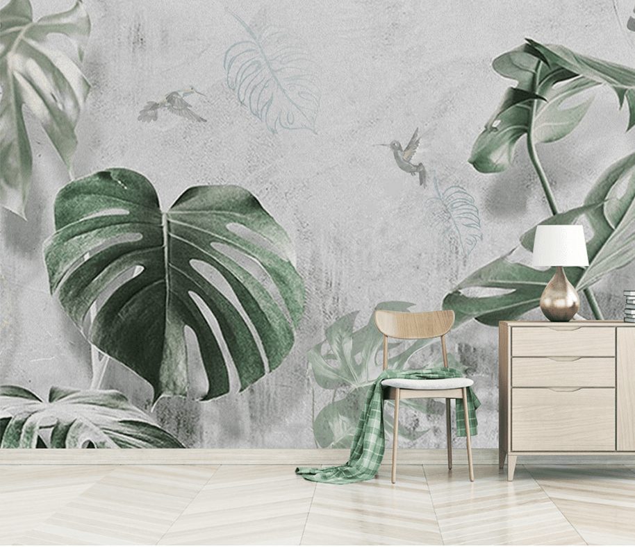 MinimalisticDecor.com-Large Green Leaf Wallpaper Murals - Stunning Wall Décor