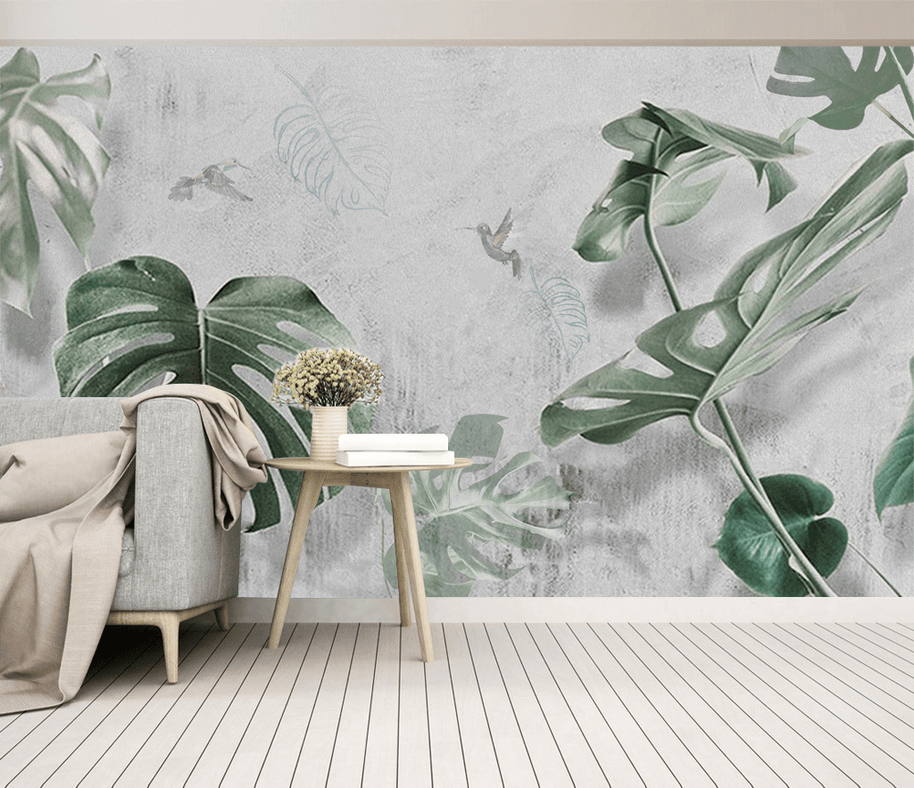 MinimalisticDecor.com-Large Green Leaf Wallpaper Murals - Stunning Wall Décor