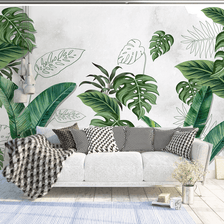 MinimalisticDecor.com-Large Green Leaves - Tropical Wallpaper Murals