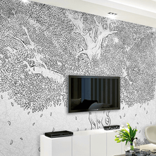 MinimalisticDecor.com-Large Tree Sketch Wallpaper Murals - Transform Your Space