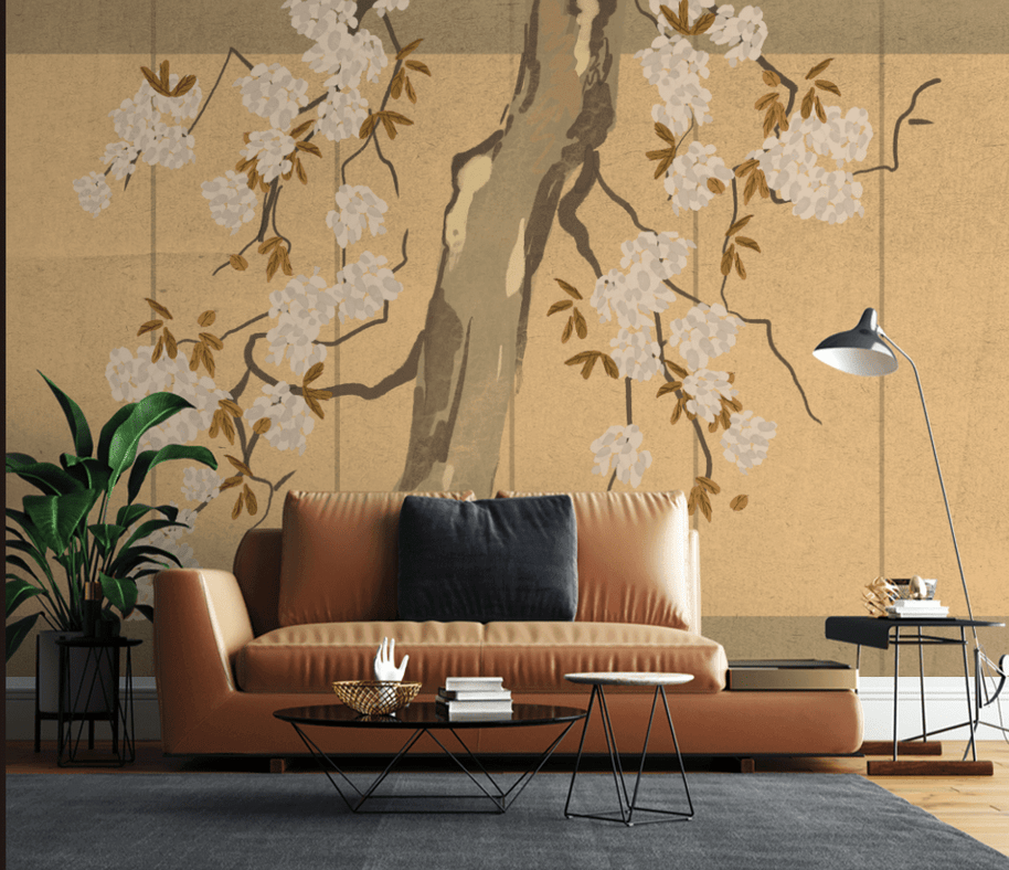 MinimalisticDecor.com-Large Tree Wallpaper Murals - Yellow Theme Tree Design