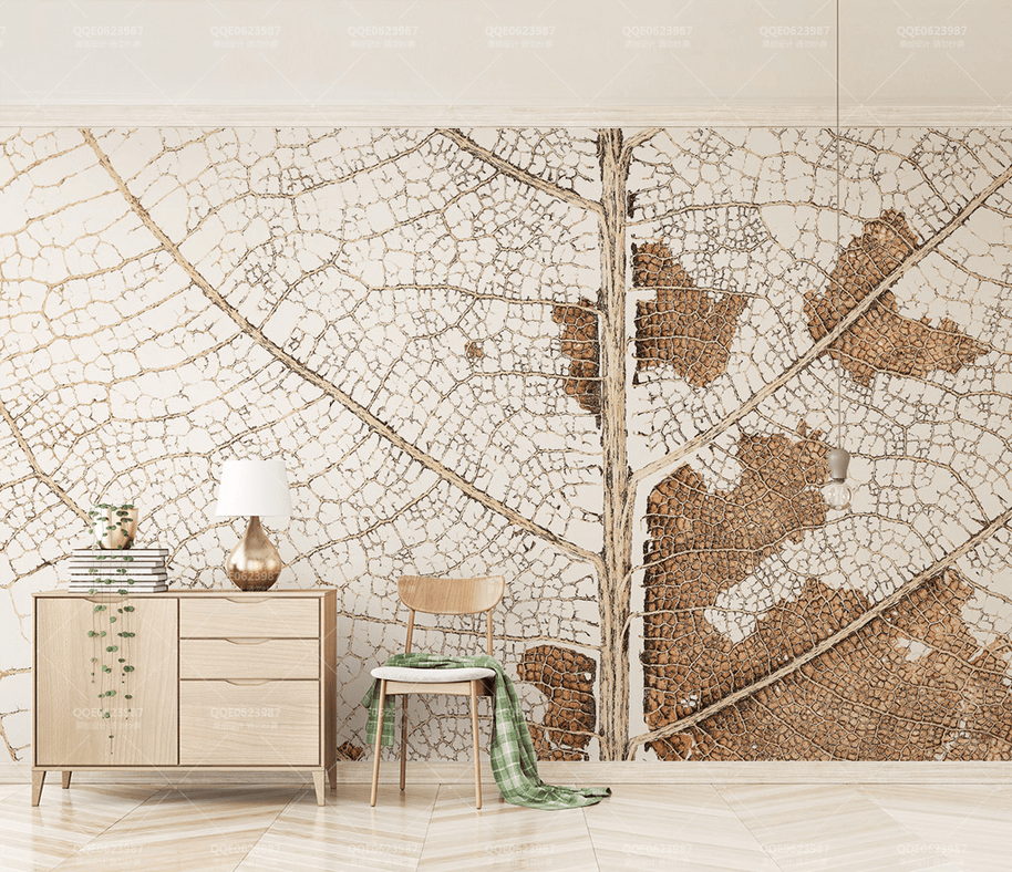 MinimalisticDecor.com-Leaf Lines Zoom Wallpaper Murals