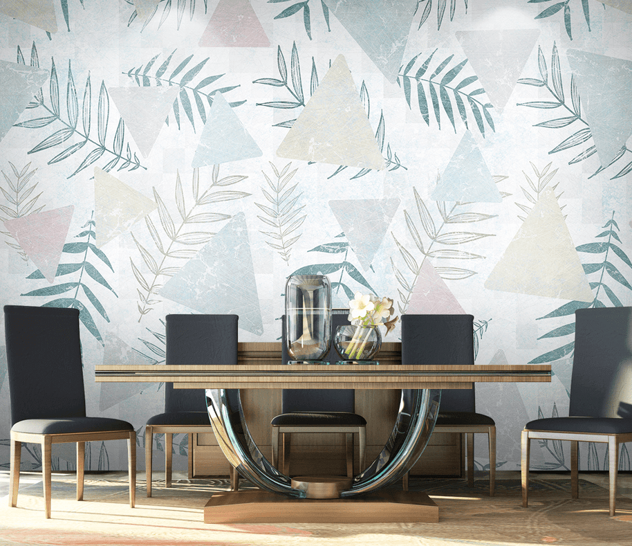 MinimalisticDecor.com-Leaf Wallpaper Murals - Geometric Pattern