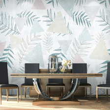 MinimalisticDecor.com-Leaf Wallpaper Murals - Geometric Pattern