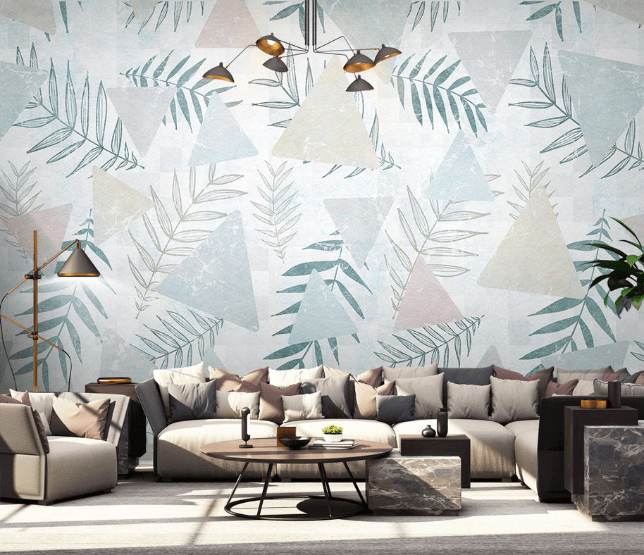 MinimalisticDecor.com-Leaf Wallpaper Murals - Geometric Pattern
