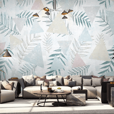 MinimalisticDecor.com-Leaf Wallpaper Murals - Geometric Pattern