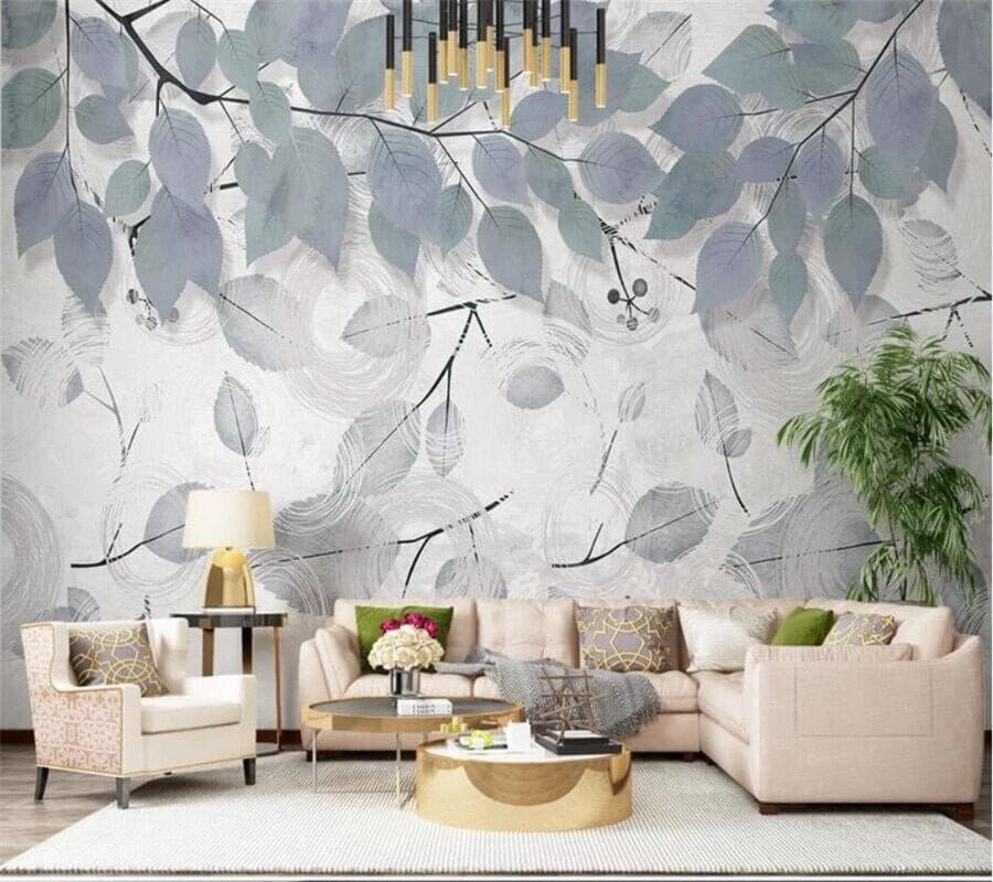 MinimalisticDecor.com-Leafy Elegance Minimalist Dining Room Wall Mural
