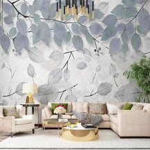 MinimalisticDecor.com-Leafy Elegance Minimalist Dining Room Wall Mural