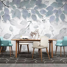 MinimalisticDecor.com-Leafy Elegance Minimalist Dining Room Wall Mural