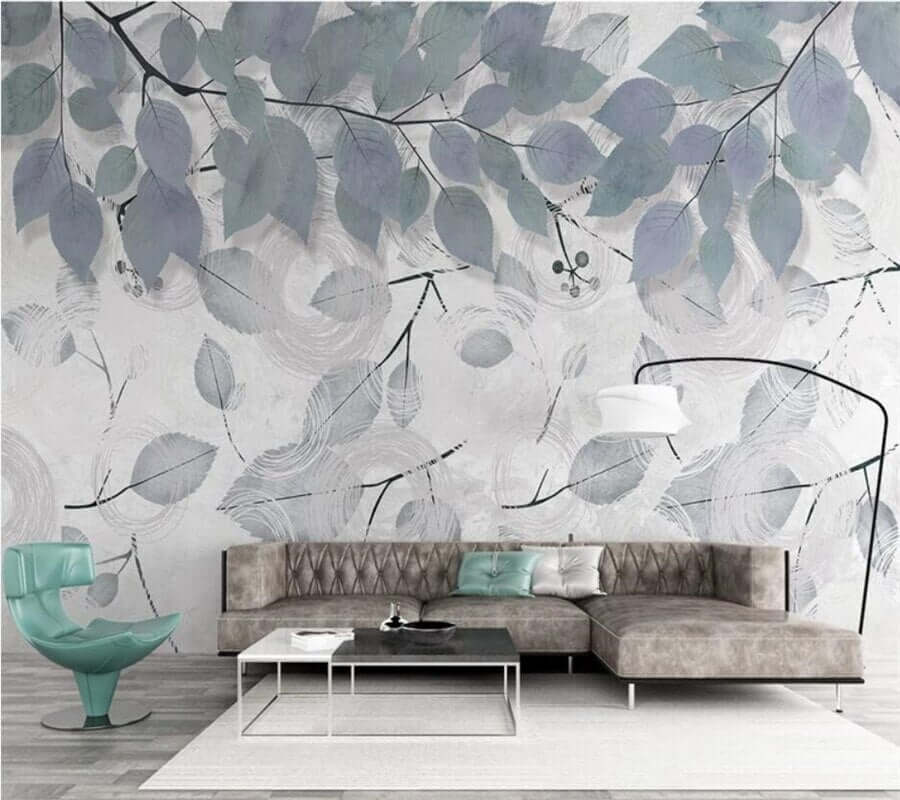 MinimalisticDecor.com-Leafy Elegance Minimalist Dining Room Wall Mural