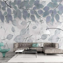 MinimalisticDecor.com-Leafy Elegance Minimalist Dining Room Wall Mural