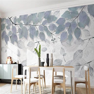 MinimalisticDecor.com-Leafy Elegance Minimalist Dining Room Wall Mural