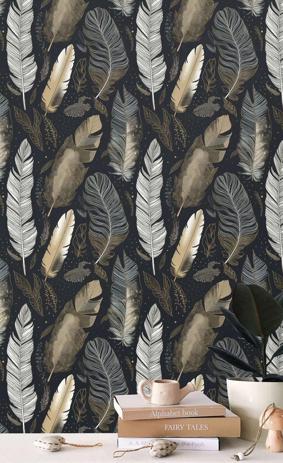 MinimalisticDecor.com-Leaves Gesture Wallpaper Mural