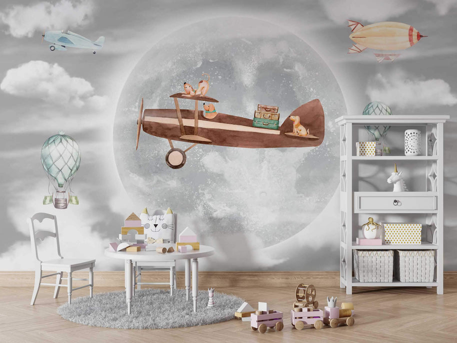 MinimalisticDecor.com-Let's Fly Together - Kids Room Wallpaper Mural