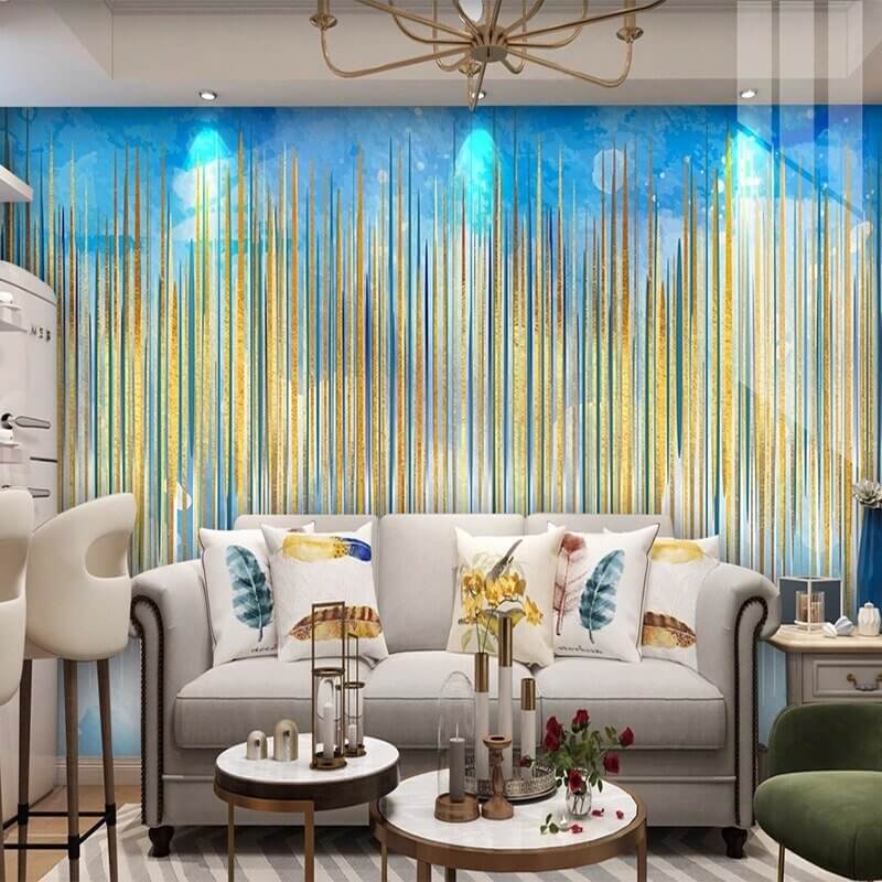 MinimalisticDecor.com-Light Lines Blue Wallpaper for Home Wall Decor