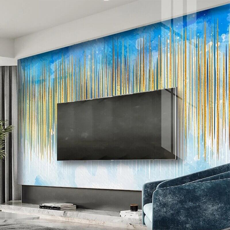MinimalisticDecor.com-Light Lines Blue Wallpaper for Home Wall Decor