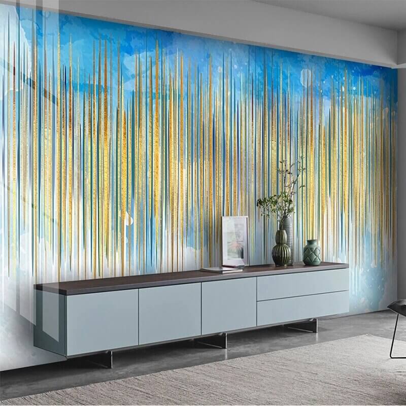 MinimalisticDecor.com-Light Lines Blue Wallpaper for Home Wall Decor