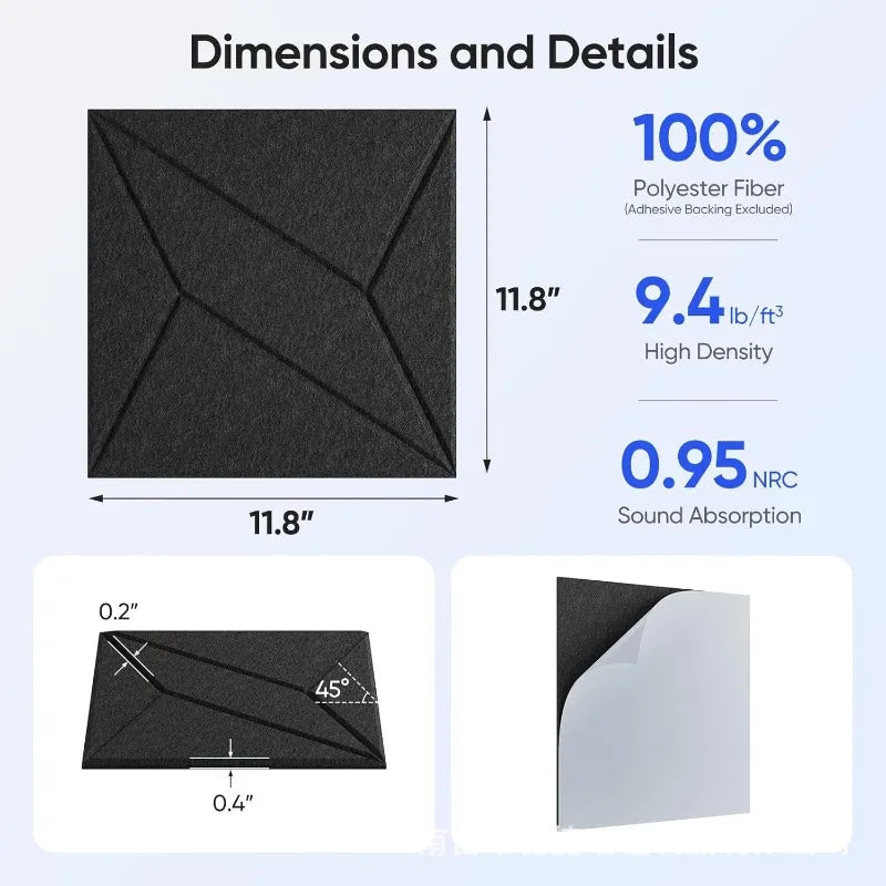 MinimalisticDecor.com-Linear Square Acoustic Wall Tiles – Soundproof Textured Panels 30x30cm