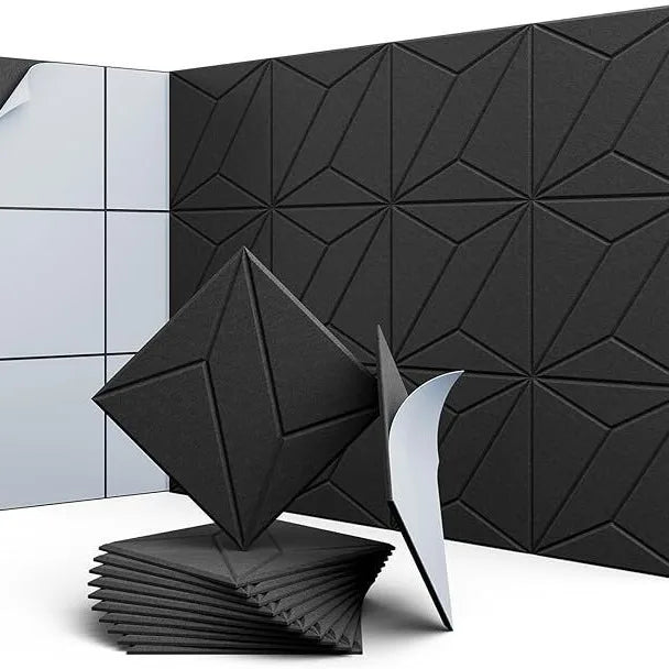 MinimalisticDecor.com-Linear Square Acoustic Wall Tiles – Soundproof Textured Panels 30x30cm