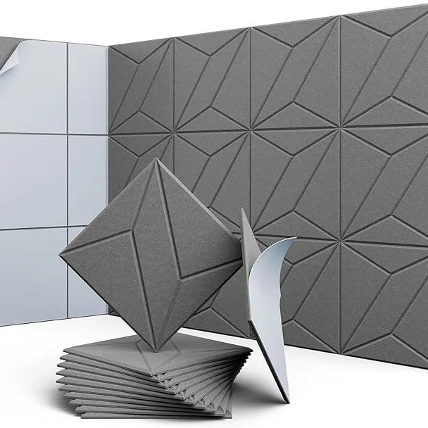 MinimalisticDecor.com-Linear Square Acoustic Wall Tiles – Soundproof Textured Panels 30x30cm