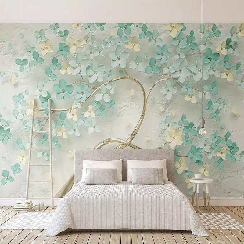 MinimalisticDecor.com-Liven Up Your Living Room with Flowers on Tree Wallpaper