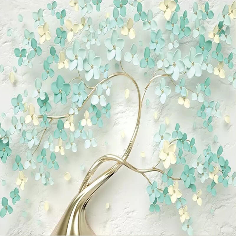 MinimalisticDecor.com-Liven Up Your Living Room with Flowers on Tree Wallpaper