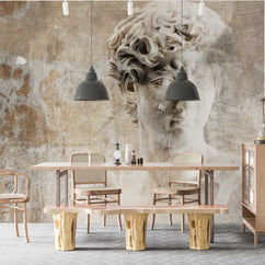 MinimalisticDecor.com-Living Room Wallpaper Mural: Ancient Statue Theme
