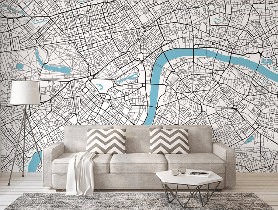 MinimalisticDecor.com-London Map Details Wallpaper Murals