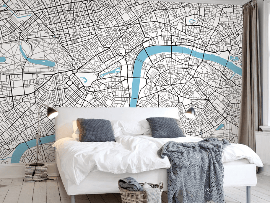 MinimalisticDecor.com-London Map Details Wallpaper Murals