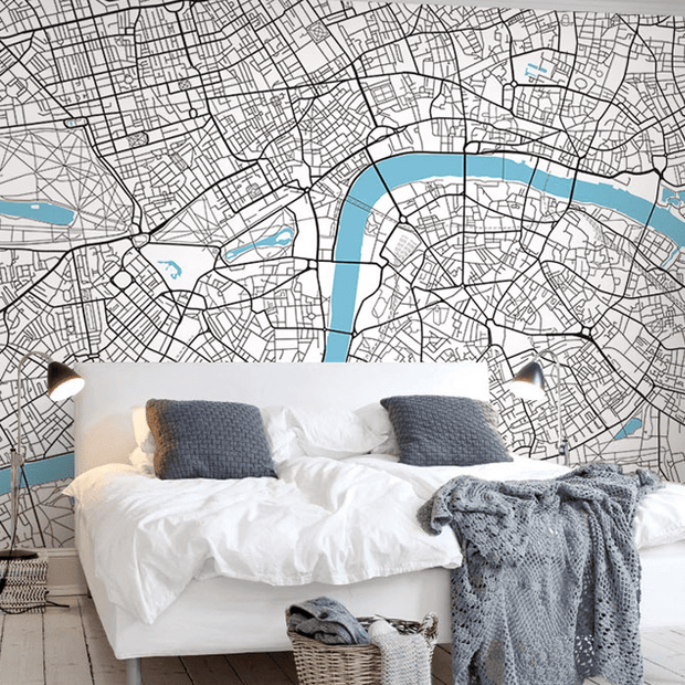 MinimalisticDecor.com-London Map Details Wallpaper Murals