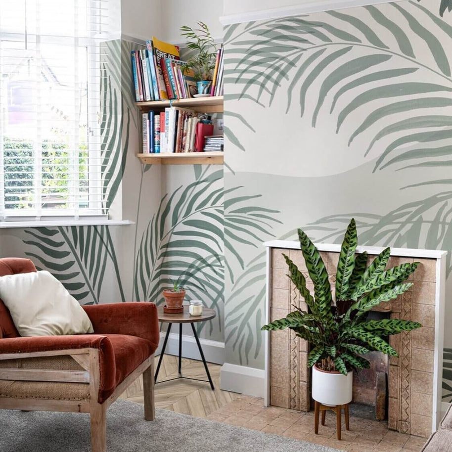 MinimalisticDecor.com-Lush Green Tropical Vibe Mural Wallpaper