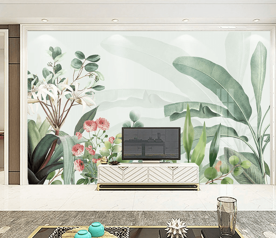MinimalisticDecor.com-Lush Greens Tropical Wallpaper Murals: Bring Tropics Home