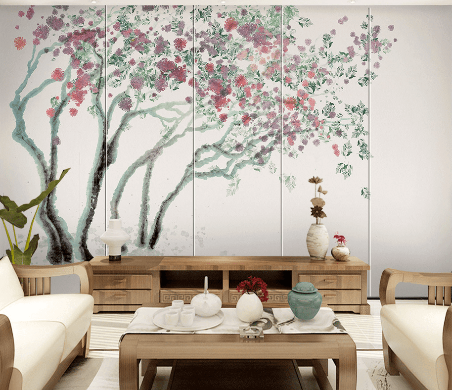MinimalisticDecor.com-Magnolia Traditional Design: Tree Art Wallpaper Mural