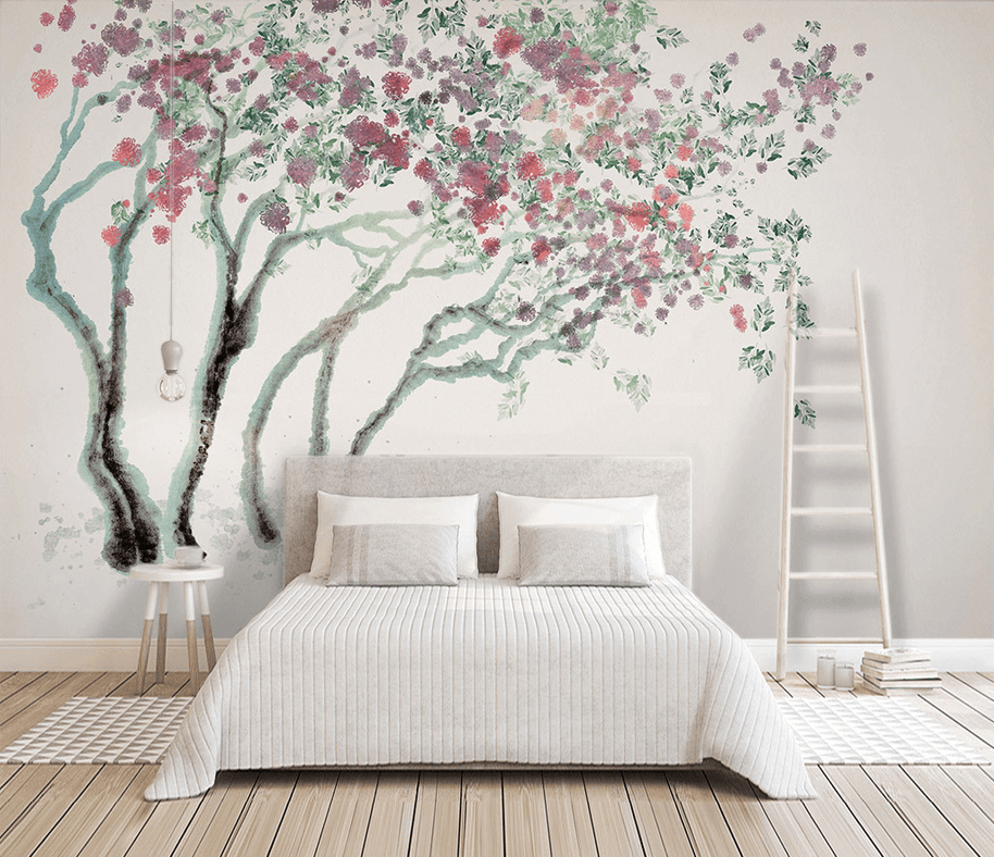 MinimalisticDecor.com-Magnolia Traditional Design: Tree Art Wallpaper Mural