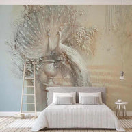 MinimalisticDecor.com-Majestic Peacock 3D Relief Wallpaper