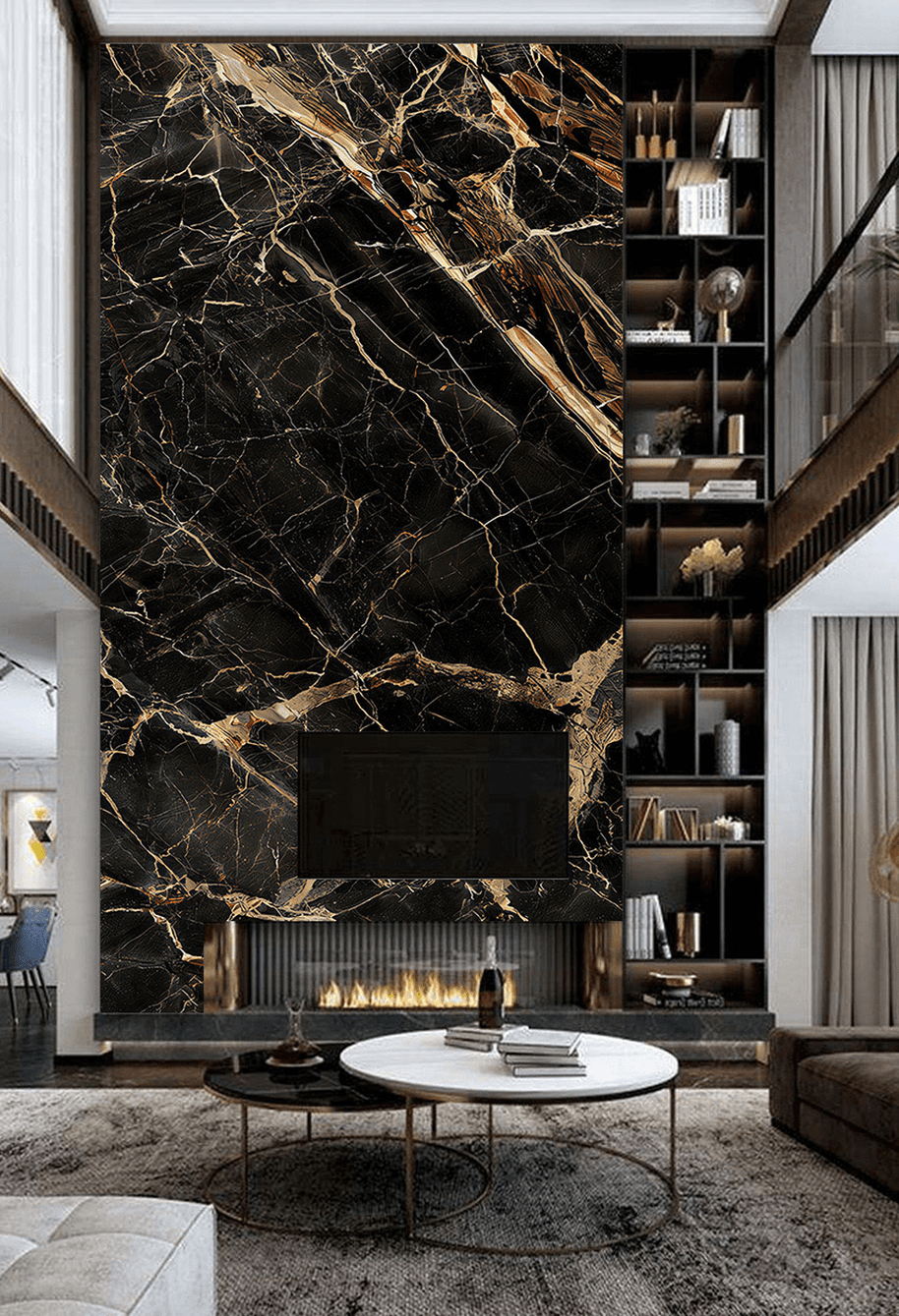 MinimalisticDecor.com-Marble Wallpaper Murals - Black Beauty Stone