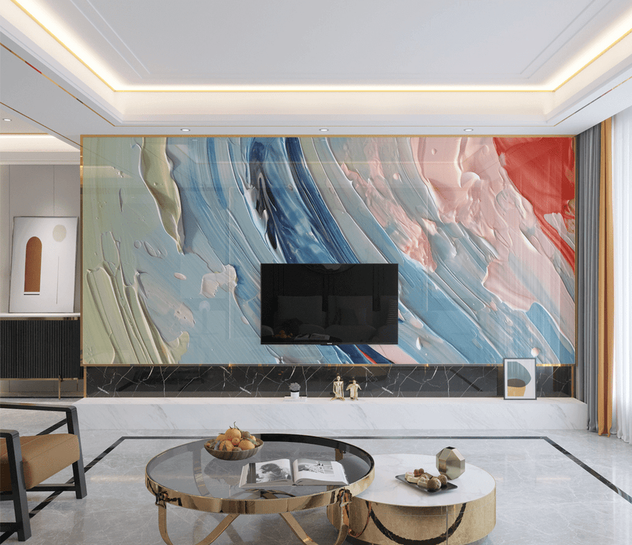 MinimalisticDecor.com-Marble Wallpaper Murals - Colourful Splash Design