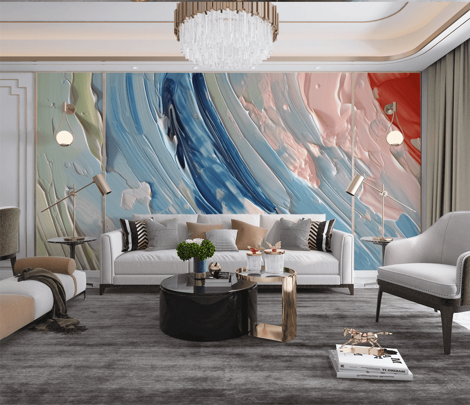 MinimalisticDecor.com-Marble Wallpaper Murals - Colourful Splash Design