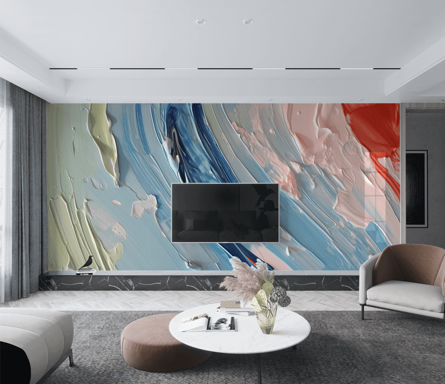 MinimalisticDecor.com-Marble Wallpaper Murals - Colourful Splash Design
