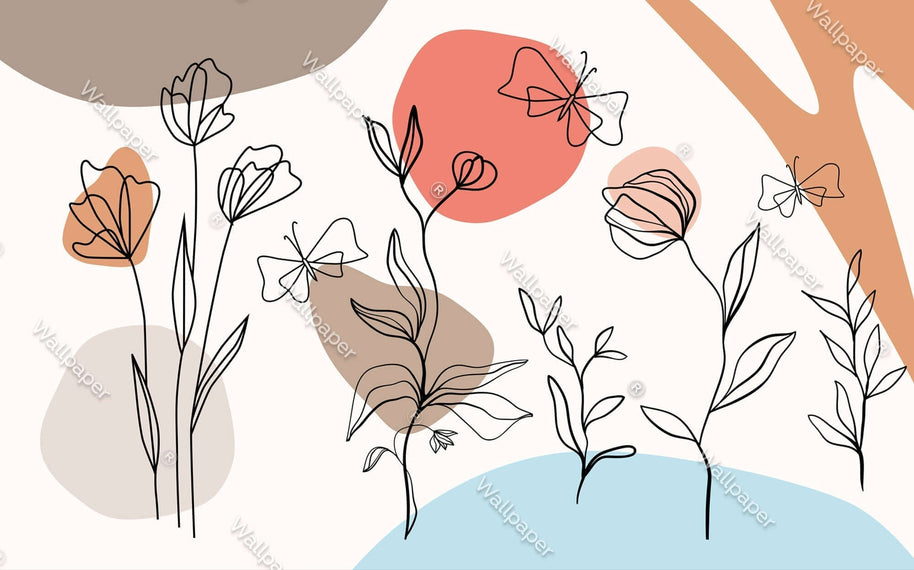 MinimalisticDecor.com-Matisse Floral Art Wallpaper Mural - Genuine Quality