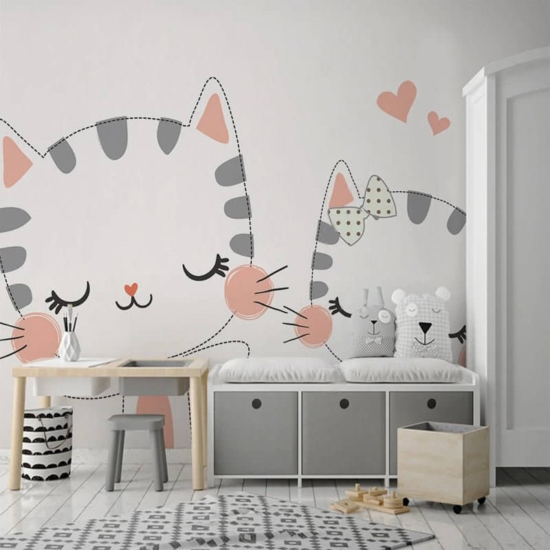 MinimalisticDecor.com-Meow Cat Theme Nursery Wallpaper - Transform Your Space